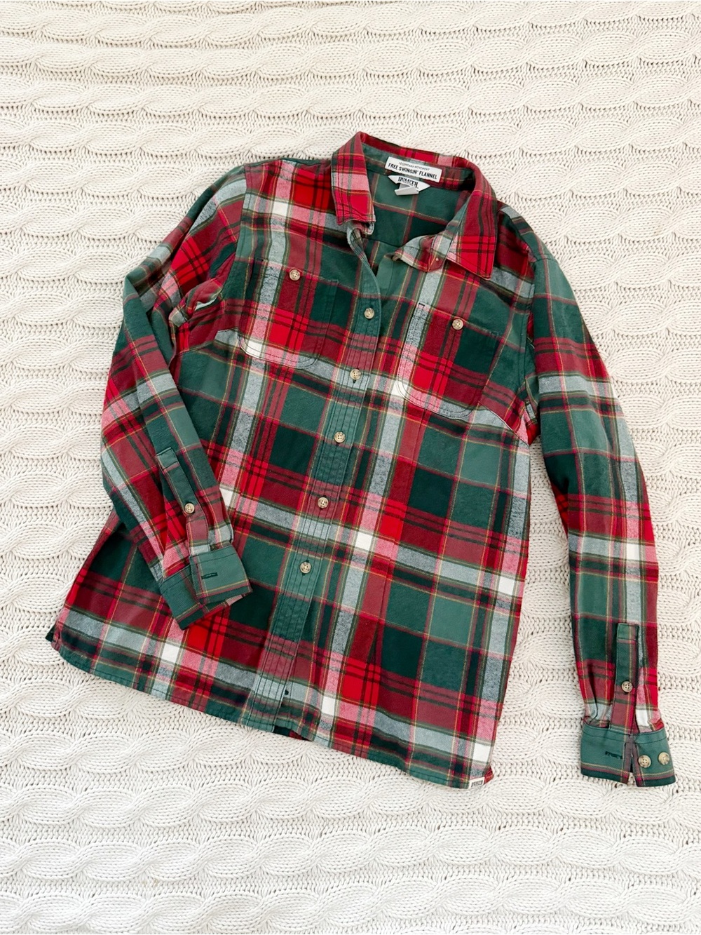 Duluth Trading Co Red & Green Plaid Button-Down Shirt